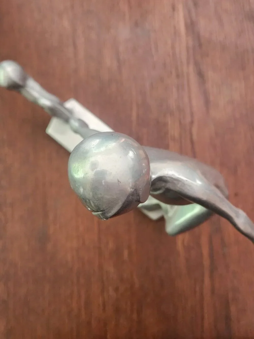 Vintage 1973 Chris Petersen Aluminum Sculpture Man Boy With Dog Mid Century MCM